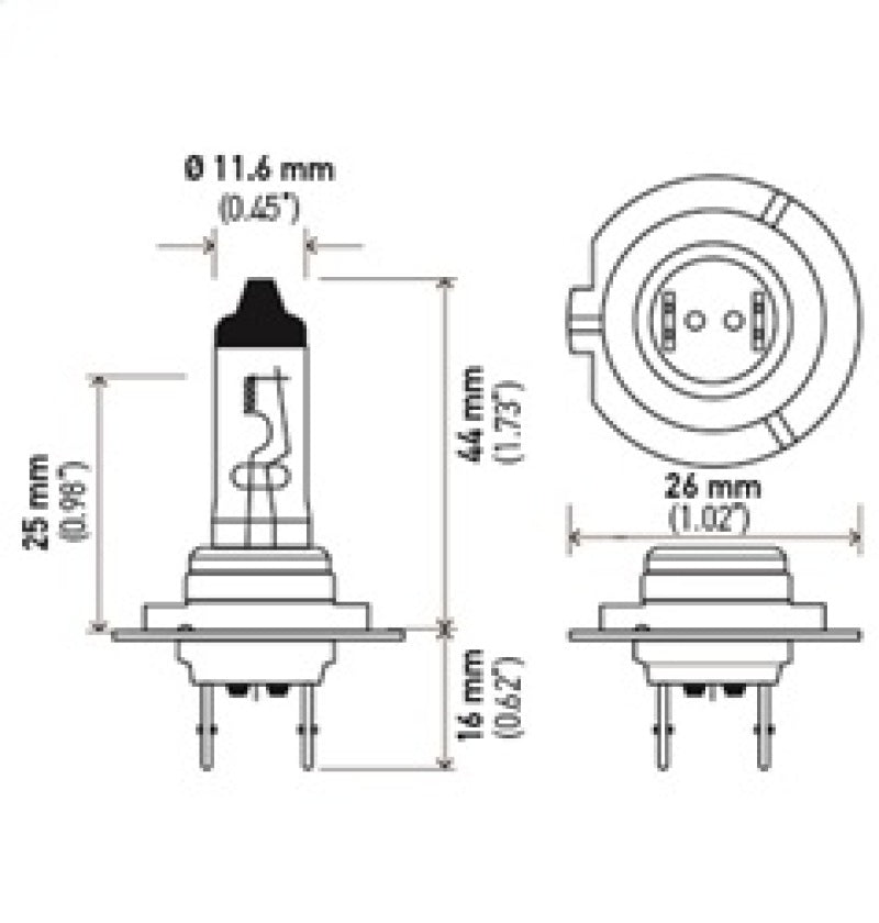 Hella H7 12V 55W PX26D HP2.0 Halogen Bulbs