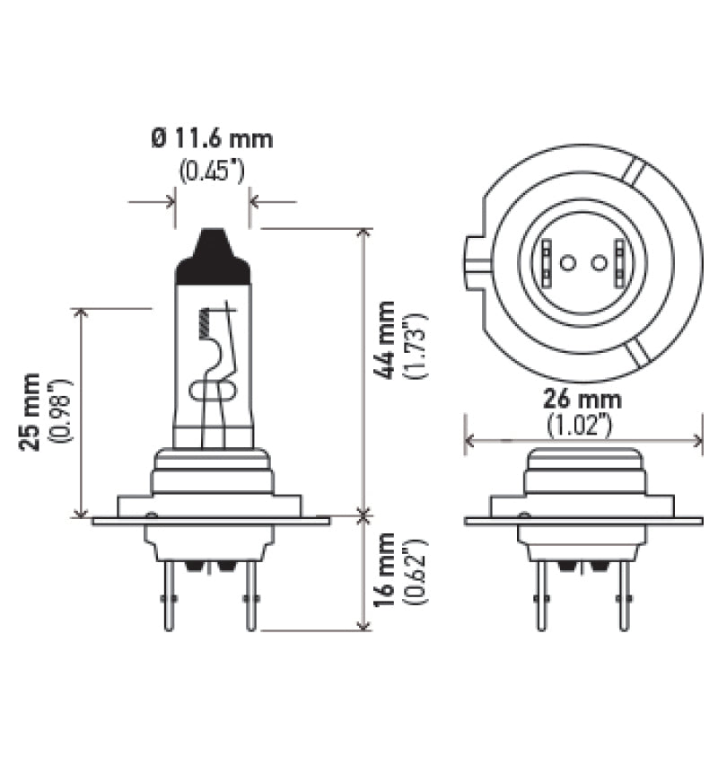 Hella H7 12V 55W PX26D HP2.0 Halogen Bulbs