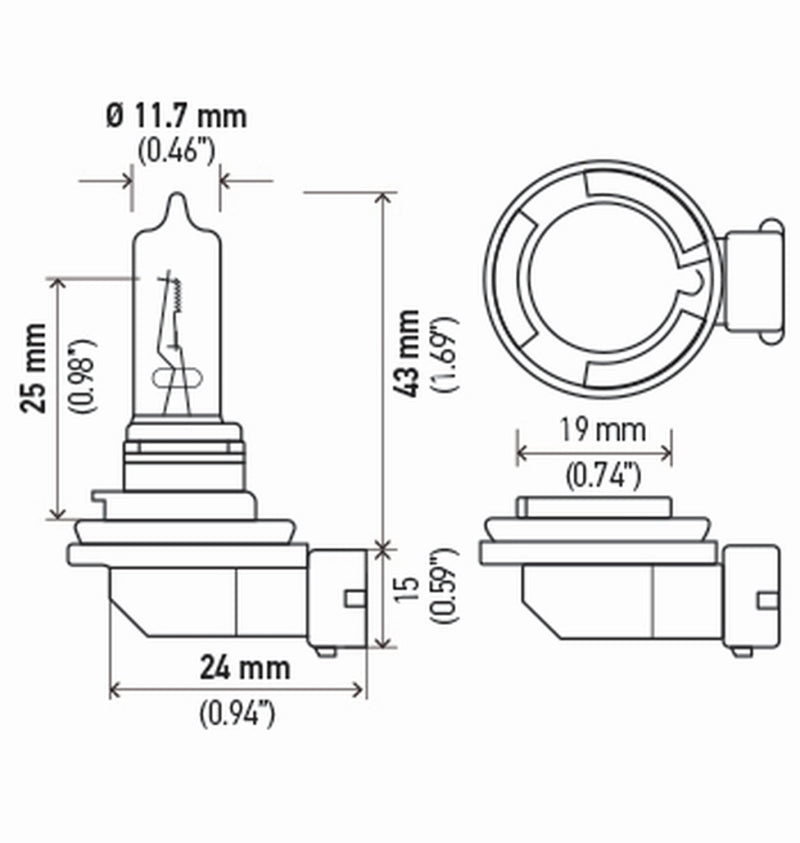 Hella H9 12V 65W PGJ19-5 HP2.0 Halogen Bulbs